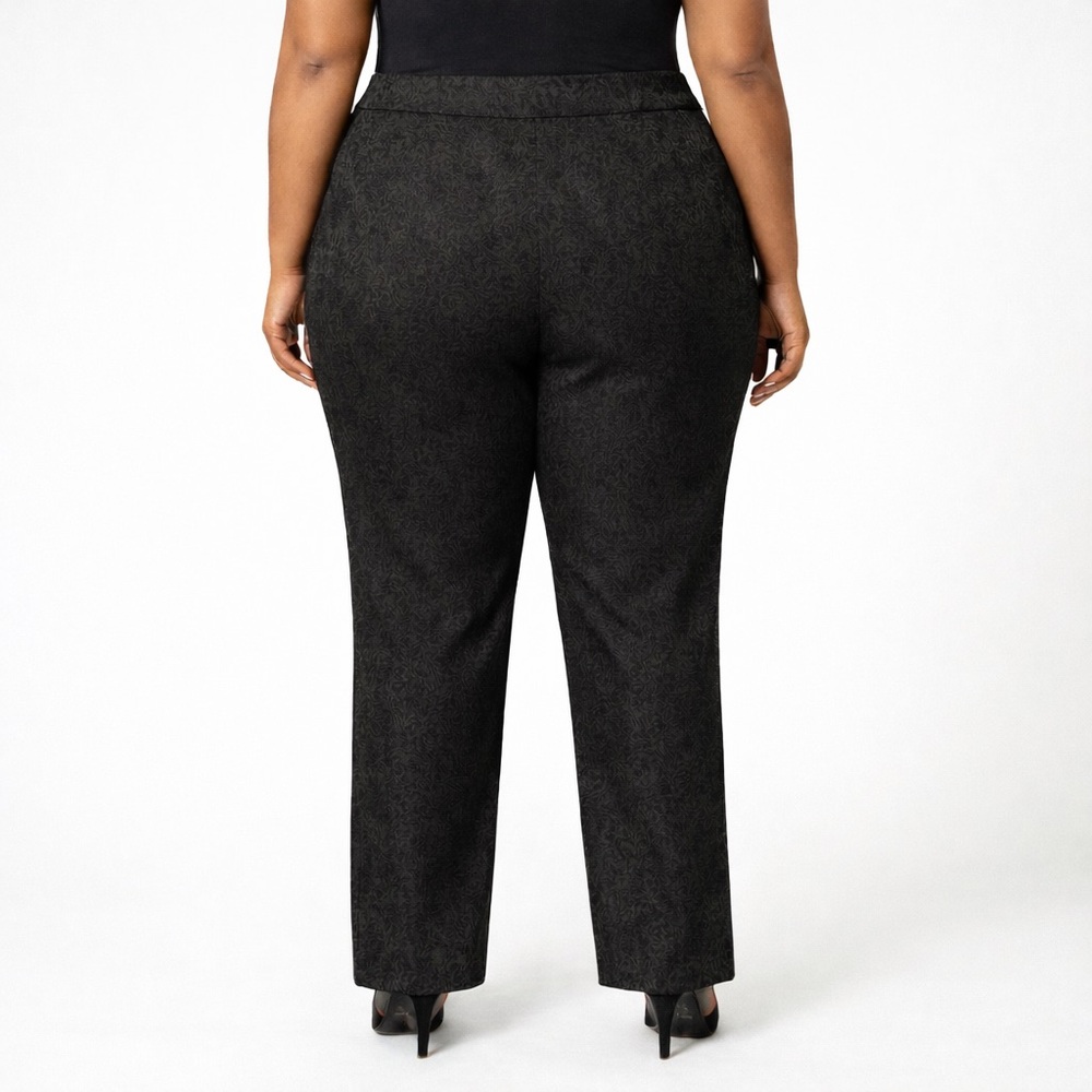LN Ashley Stewart Elegant Black Patterned Pants - 16 - Picture 2 of 10
